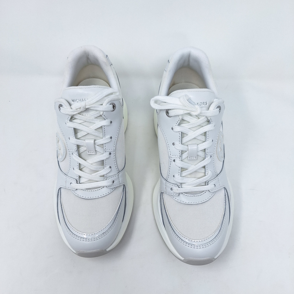Michael Kors Women's Optic White Zuma Trainer Leather Wedge Platform Sneakers - Picture 4 of 9